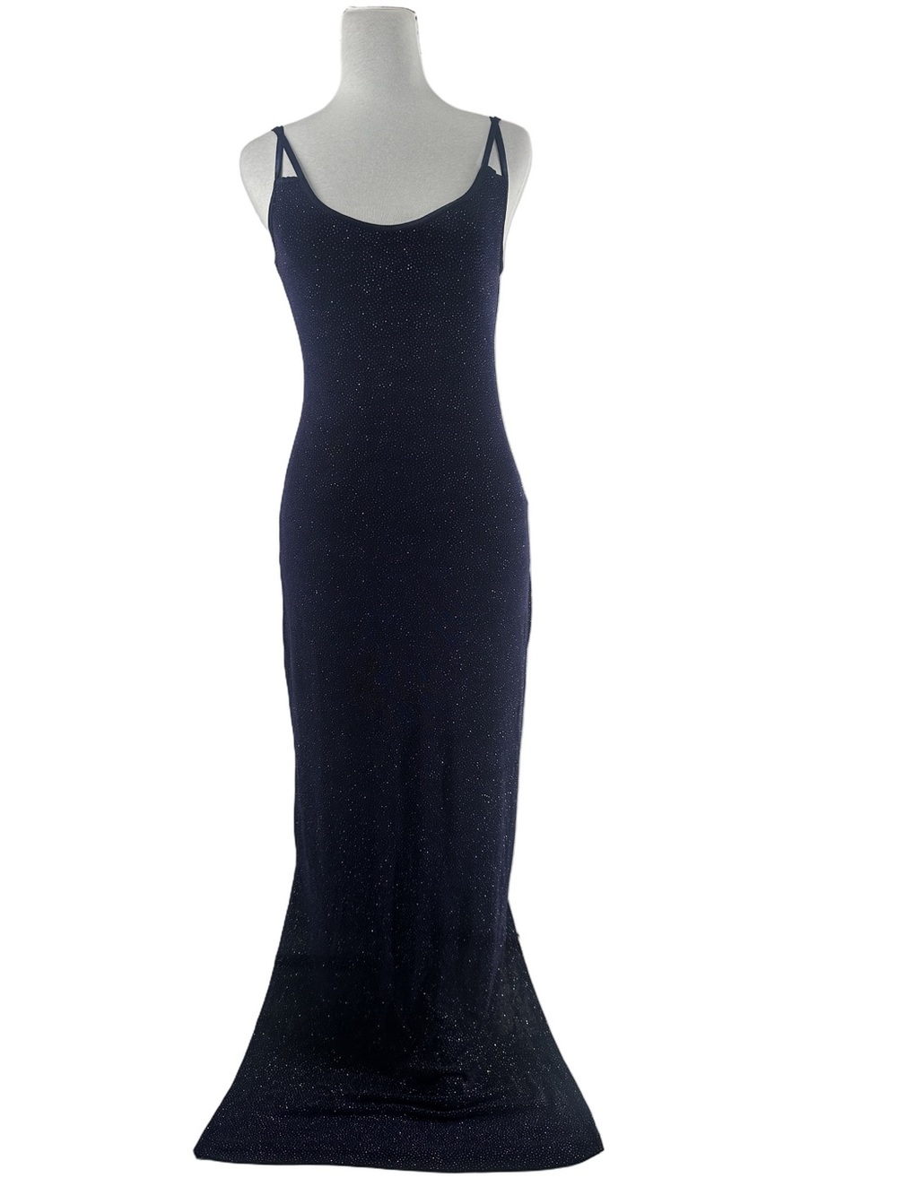 Night Scene California vintage maxi dress blue sparkle slinky y2k whimsy sz M - Picture 2 of 11